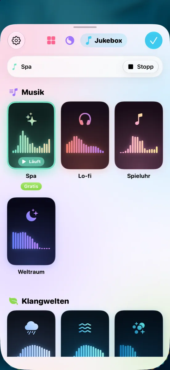 Die Jukebox-Seite mit Tracks zum Mitspielen.